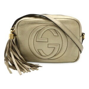 Gucci Soho Disco Tassel Shoulder Bag Pochette Gold Leather